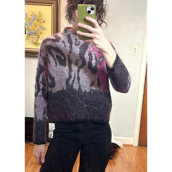 (NUDE) Wool Mohair Abstract Patterned Turtleneck Sweater - Picture 2 of 8
